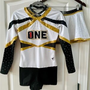 Stunning All Star Cheer Uniform Set - Bodysuit & Skort - Size Adult Med/Size 6